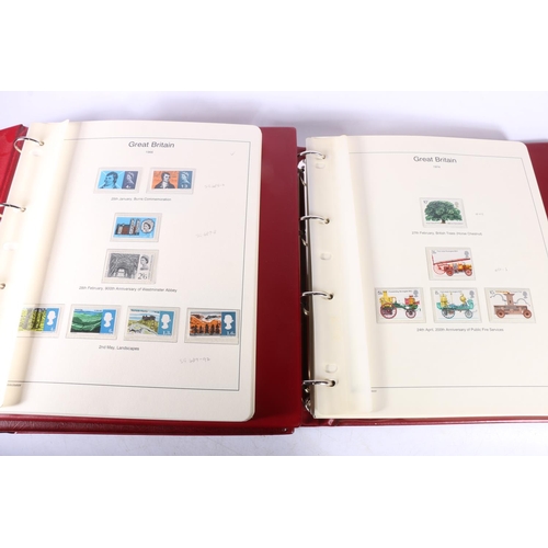 493 - Three Westminster Mint red leatherette albums of GB stamps spanning 1937-1987 including George VI KG... 