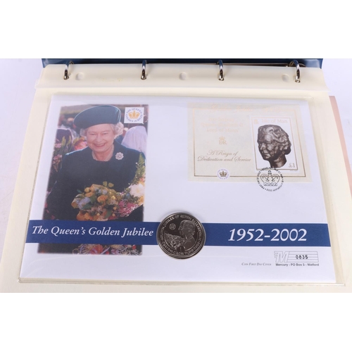 497 - Westminster Mint The Queen's Golden Jubilee 2022 stamp collection held across five ring binder album... 