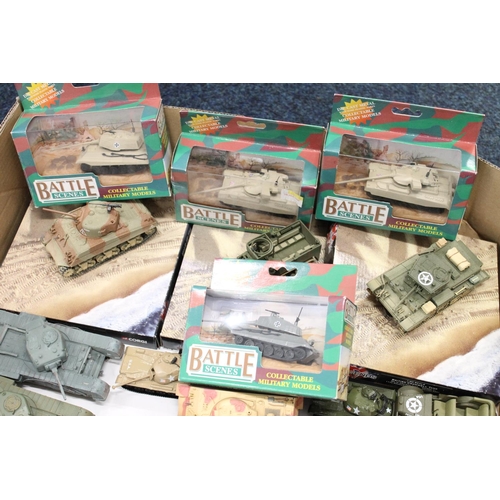 48 - Corgi diecast army themed models including Panther Tank,  Churchill Tank, Sherman tank, Bedford... 