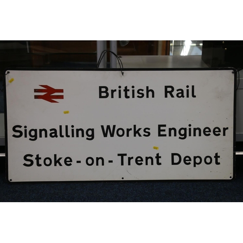 50 - Vintage painted metal railway sign 'British Rail Signalling Works Engineer Stoke-on-Trent Depot', 50... 