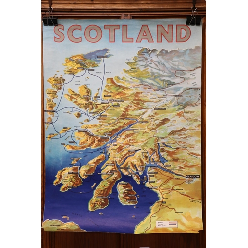 60 - Vintage travel poster 'Scotland' with map depiction after W C Nicholson, similar to the David Macbra... 