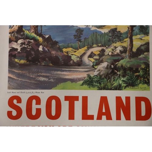 61 - Vintage travel poster 'Scotland Where You Are Always Welcome', with depiction of Loch Maree and Slio... 