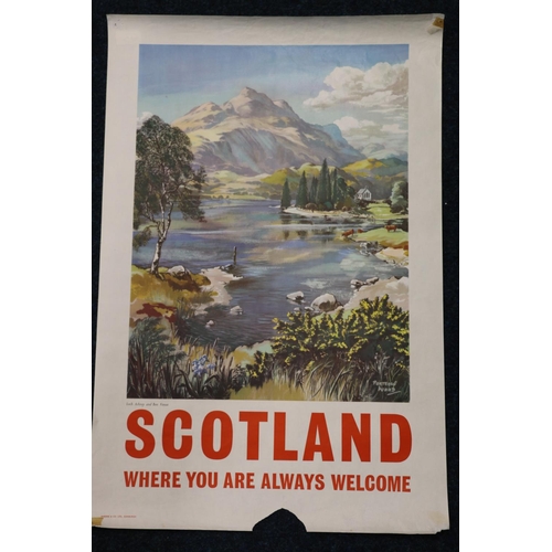 63 - Vintage travel poster 'Scotland Where You Are Always Welcome', with depiction of Loch Achray and Ben... 