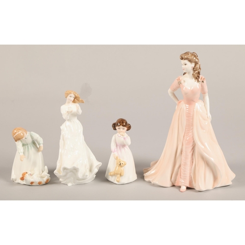 10 - Royal Doulton ' Daddy's girl' HN 3435, 'Lets Play' HN 3397, Sentimental' HN 3390,Coalport 'Jaqueline... 