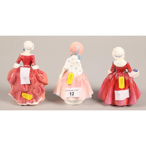 12 - Three Royal Doulton figures, 'Lily' HN 1798, 'Lavinia' HN 1955, 'Goody two shoes' HN 2037 - tallest ... 