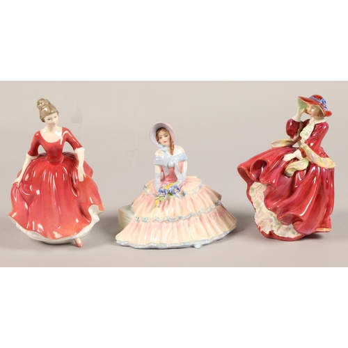 15 - Three Royal Doulton figures ' Daydreams' HN 1731, 'Top O' the Hill' Hn 1843, 'Winter welcome' HN 361... 