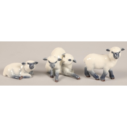 21 - Three Royal Copenhagen lamb figurines, 758, 756, 759 (3)