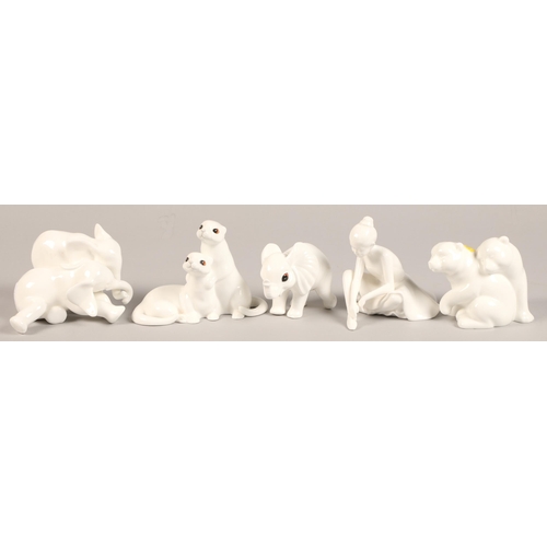 35 - Five white figurines including Coalport (5)