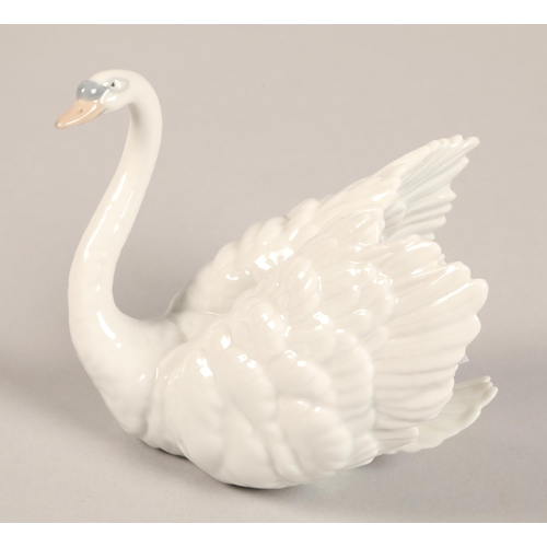 5 - Llardo Swan, with smaller Lladro swan, tallest 21 cm high (2)