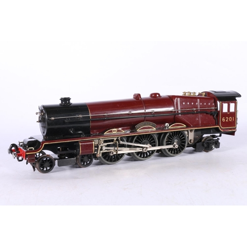 105 - Hornby O gauge model railway 4-6-2 Princess Elizabeth tender locomotive 6201 LMS maroon, electric, t... 