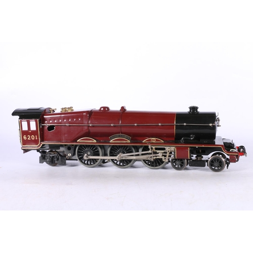 105 - Hornby O gauge model railway 4-6-2 Princess Elizabeth tender locomotive 6201 LMS maroon, electric, t... 