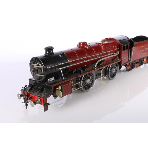 107 - O gauge model railways tender locomotive Class 5XP 5573 LMS maroon with Bassett Lowke 0-4-0 electric... 