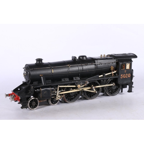 108 - O gauge model railway, an electric two rail 4-6-0 class 5P/5F tender locomotive 5020 LMS black. ... 