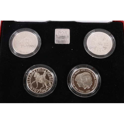 620 - The Royal Mint UNITED KINGDOM Queen Elizabeth II (1952-2022) silver proof four coin set 'The Queen E... 