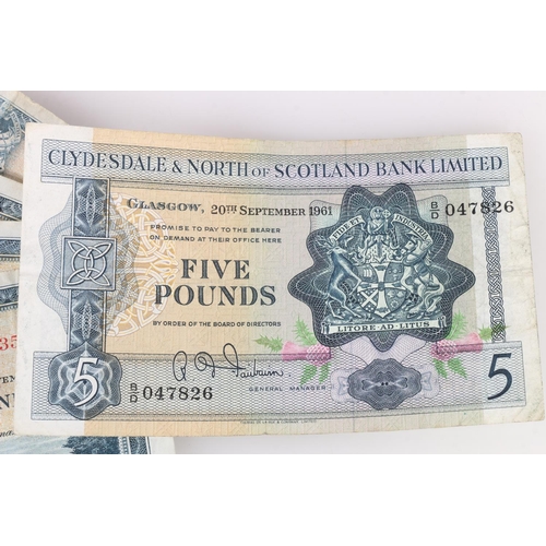 629 - CLYDESDALE AND NORTH OF SCOTLAND BANK LIMITED five pound £5 banknote 20th September 1961 Fairbairn B... 