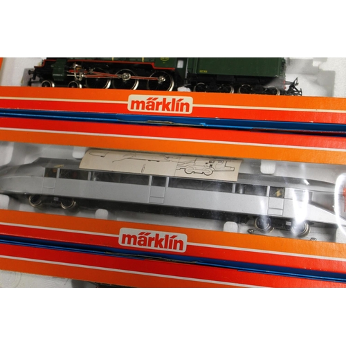 124 - Three Marklin of Germany OO gauge HO Scale model railway locomotives including 3056 crocodile locomo... 