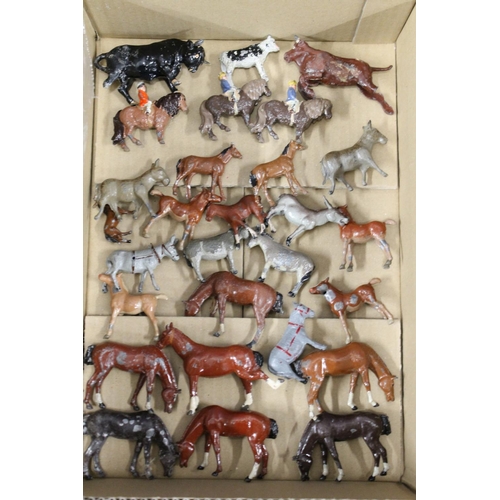 181 - Large quantity of Britains Farm series painted lead models including horses, cows, calves, ponies wi... 