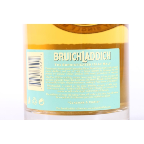 379 - BRUICHLADDICH 10 year old Islay single malt Scotch whisky 70cl 46% abv. with metal tube and GLENDRON... 