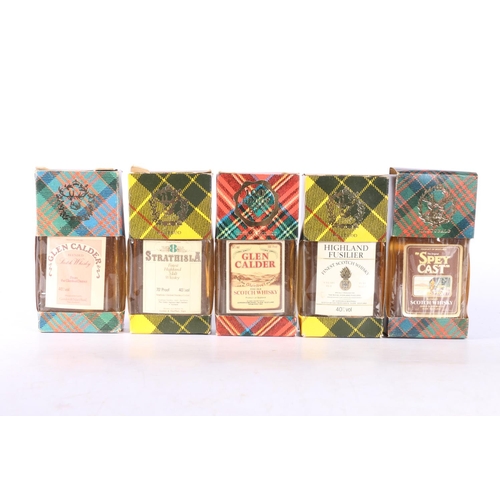 387 - Gordon and Macphail whisky miniatures in tartan boxes including LINKWOOD 100° proof, BALBLAIR 10... 