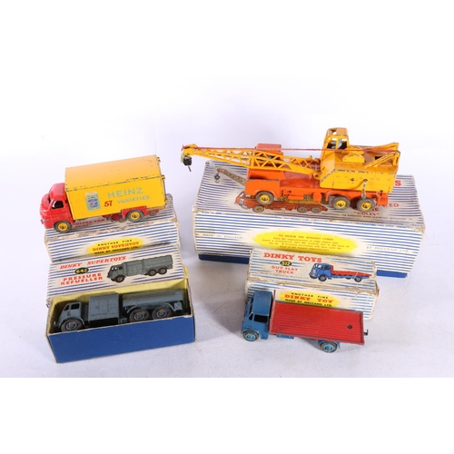 186 - Dinky Supertoys 923 Big Bedford Van Heinz Beans boxed, 642 Pressure Refueler, 512 Guy Flat Truck and... 