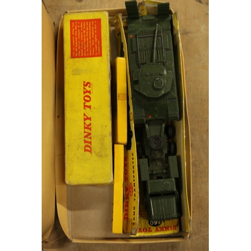 187 - Dinky Toy diecast army related vehicles to include 603 Army Personnel Private Seated boxed, 697 25-p... 