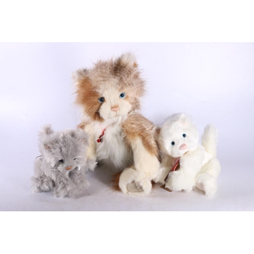 277 - Three plush cats and kittens from Charlie Bears to include Furball and Snowdrop designed by Alison M... 