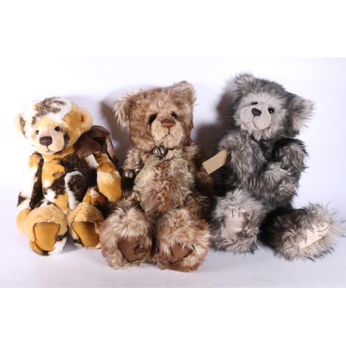 279 - Three plush bears from Charlie Bears to include Leonie designed by Isabelle Lee for The Secret Colle... 