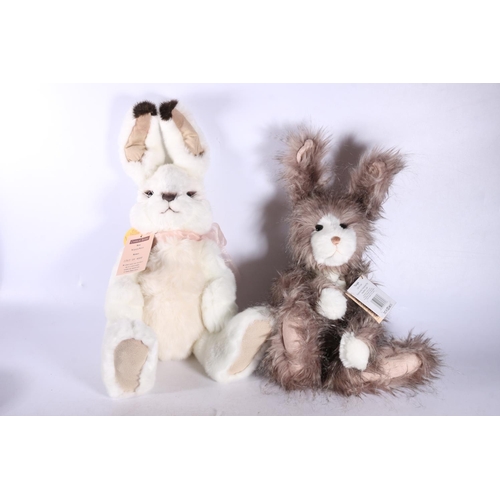 285 - Two plush hares from Charlie Bears to include a limited edition #0363/4000 Nippy Noo  designed by Is... 