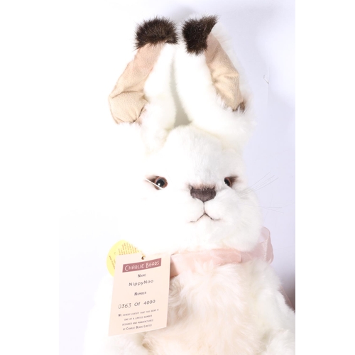 285 - Two plush hares from Charlie Bears to include a limited edition #0363/4000 Nippy Noo  designed by Is... 