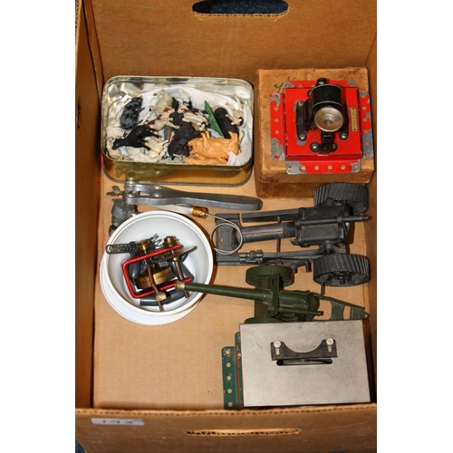 193 - The Kay Telephone Set boxed, The BGL Morse Telegraph Set boxed, Britains filed gun, metal model of a... 