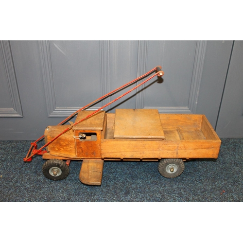 240 - Lines Bros Triang wooden pull toy truck, 56cm long.