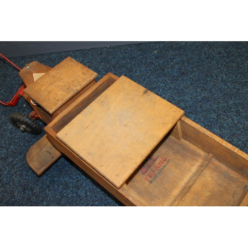 240 - Lines Bros Triang wooden pull toy truck, 56cm long.