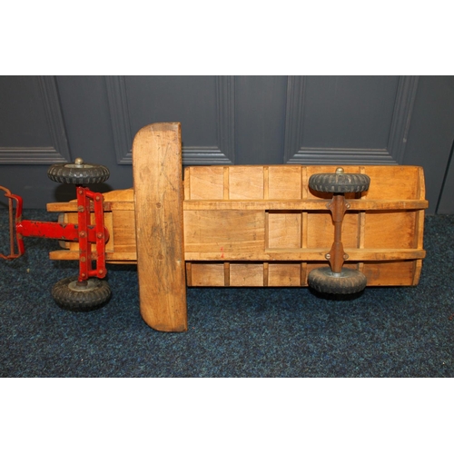 240 - Lines Bros Triang wooden pull toy truck, 56cm long.