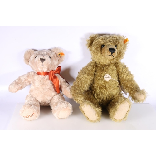 266 - Steiff 004810 Classic Teddy Bear dark blonde mohair, 40cm tall and 113895 Year Bear 2022. (2)