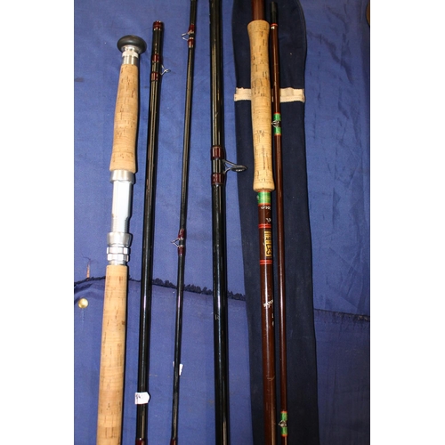 410 - House of Hardy two piece Invincible fishing rod #7 10 1/2 320cm in blue cloth bag, and a Scott MacKe... 