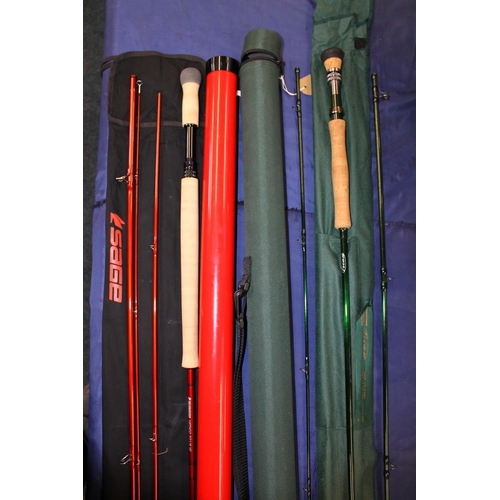 Shakespeare Trion three piece fishing rod 11' 330cm #7/8 in rod tube case.  Sage Method three piece f