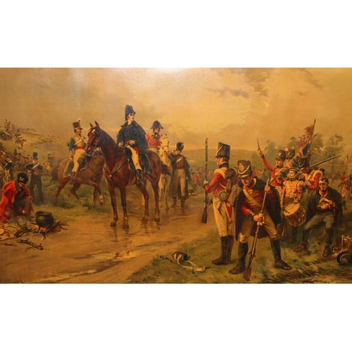 851 - After ROBERT ALEXANDER HILLINGFORD (1828-1904) Wellington at Waterloo 1815, print, 51cm x 82cm, fram... 