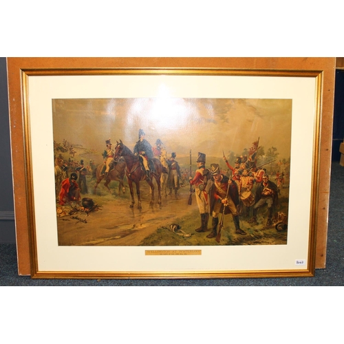 851 - After ROBERT ALEXANDER HILLINGFORD (1828-1904) Wellington at Waterloo 1815, print, 51cm x 82cm, fram... 