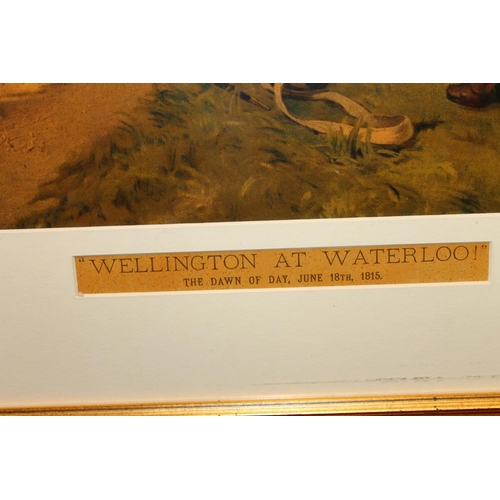 851 - After ROBERT ALEXANDER HILLINGFORD (1828-1904) Wellington at Waterloo 1815, print, 51cm x 82cm, fram... 