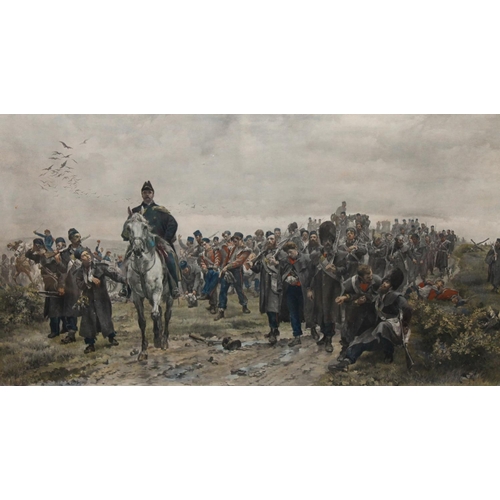 855 - After LADY BUTLER The Return of Inkerman 1854, Fine Art Society print, image size 35cm x 62cm, frame... 