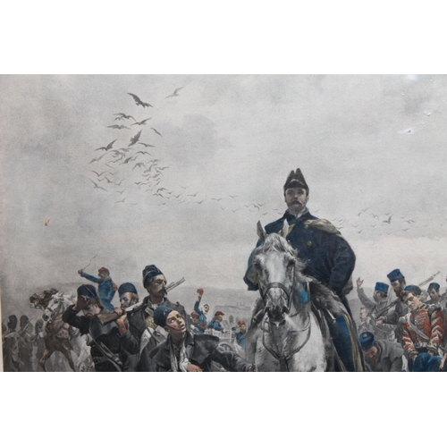 855 - After LADY BUTLER The Return of Inkerman 1854, Fine Art Society print, image size 35cm x 62cm, frame... 