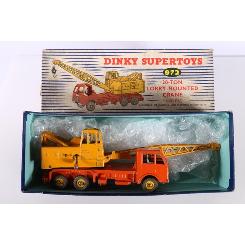 221 - Dinky Supertoys 972 20-ton lorry mounted crane Coles, boxed, 14C Coventry Climax Fork Lift Truck box... 