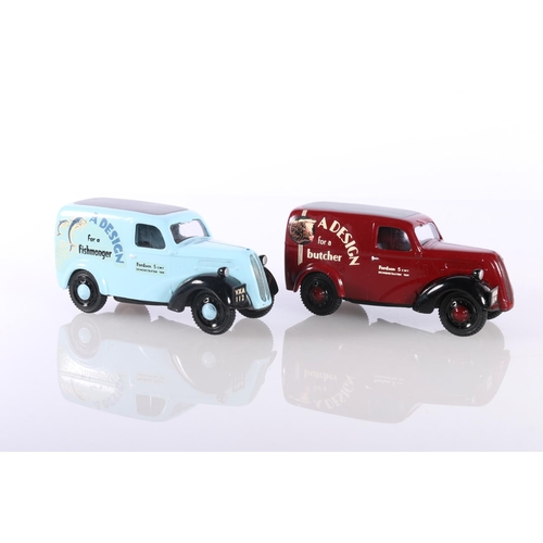 244 - Two Somerville Models 1:43 scale Fordson 5cwt vans to include Fishmonger Demo and Butcher Demo, both... 