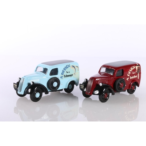 244 - Two Somerville Models 1:43 scale Fordson 5cwt vans to include Fishmonger Demo and Butcher Demo, both... 