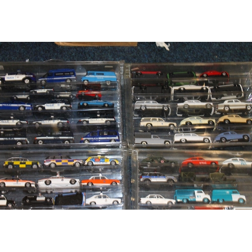 195 - Large collection of diecast emergency and other vehicles held in perspex cases, makers including Lle... 