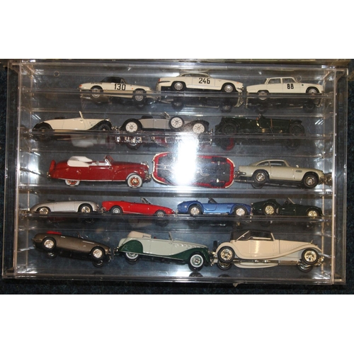 197 - Large collection of model vehicles held in perspex cases, makers including Welly, Amercom, Oxford, V... 