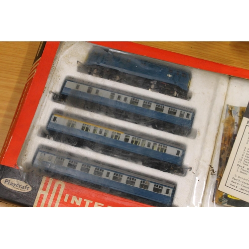 253 - Playcraft P1451 Passenger British electric train set with diesel electric locomotive D6100 etc. boxe... 