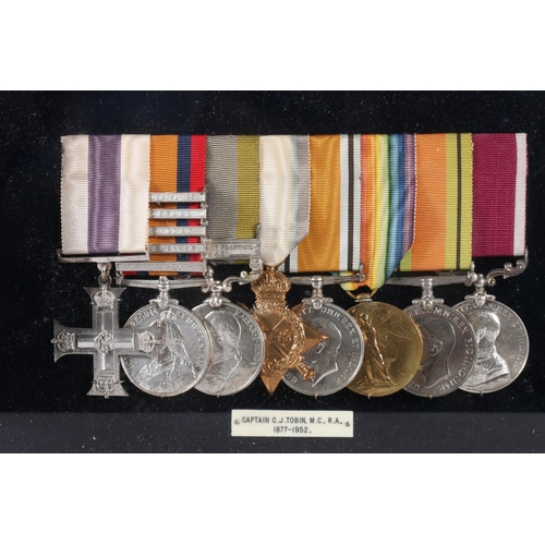 782 - Medals of Captain C J Tobin MC RA (1877-1952) comprising George V Military Cross, Queens South Afric... 