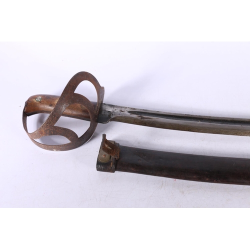 789 - Dutch Klewang naval type short sword, the curving fullered blade with ricasso stamped 'Hembrug', woo... 