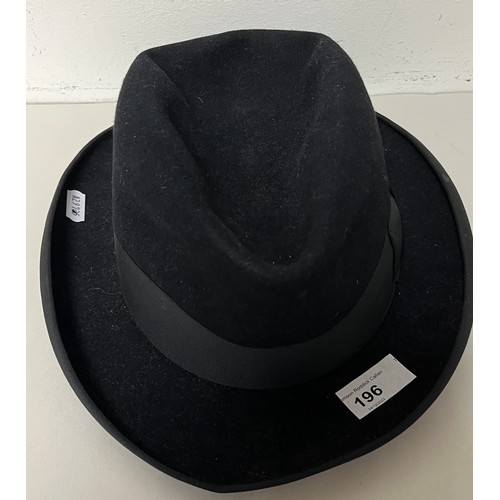 196 - Moores men's black fedora, size 7 1/4.